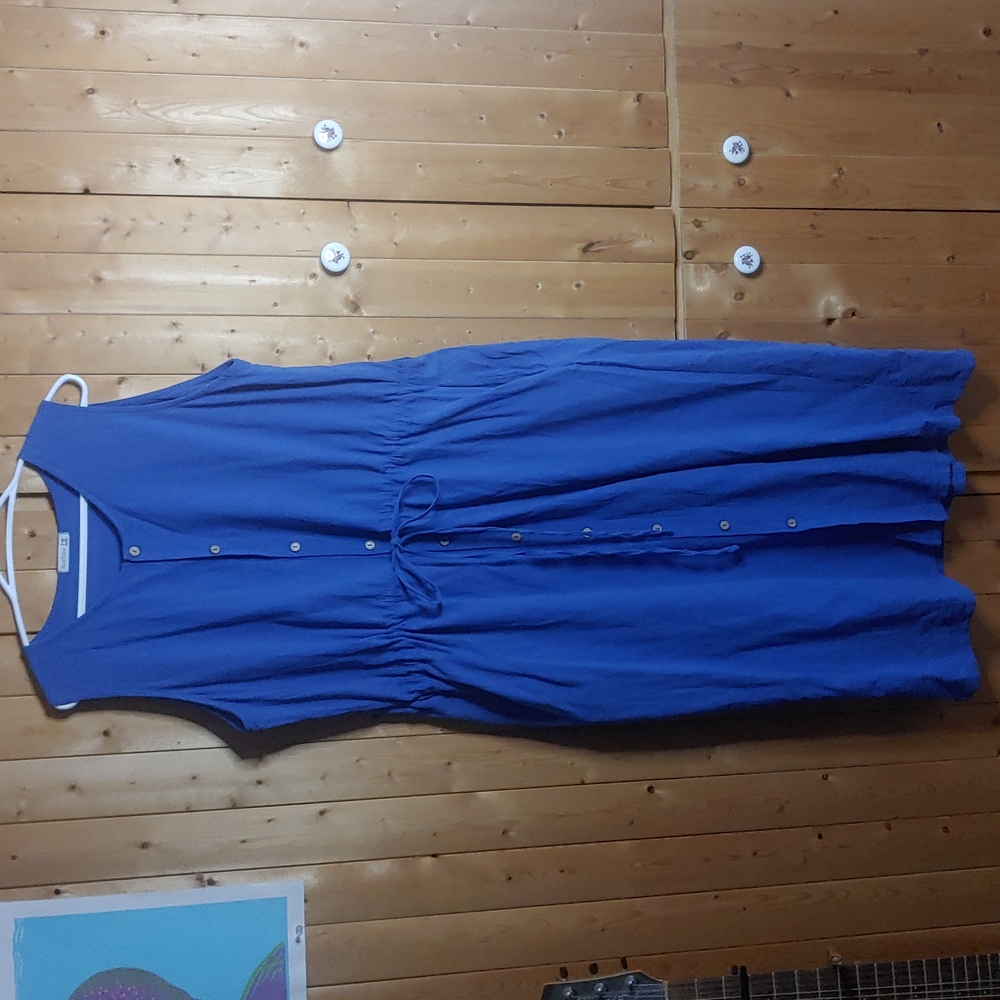 Linen and cotton blue dress